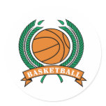 Basketball-and-Boarder Round Sticker