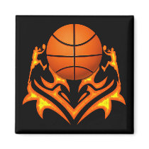 BASKETBALL AND PLAYERS FRIDGE MAGNET