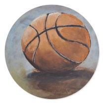 Basketball anyone? round stickers