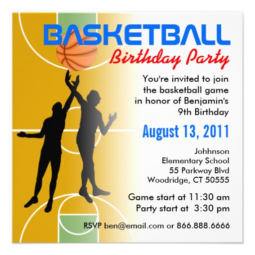 Basketball Birthday Party Invitation 1
