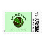 Basketball - Black/Green Postage Stamp