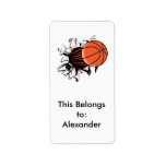 basketball breaking through powerful address label