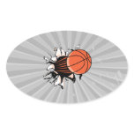 basketball breaking through powerful oval stickers