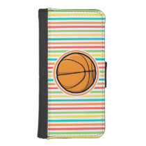 Basketball; Bright Rainbow Stripes Phone Wallet Case at Zazzle