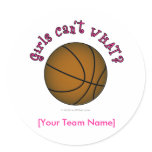 Basketball - Brown/Pink Round Stickers