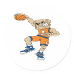 Basketball-Bulldog Round Sticker