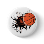 Basketball Burst Pinback Buttons