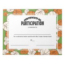 Basketball Participation Certificate