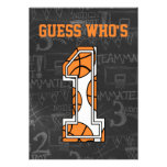 Basketball Chalkboard 1st Birthday Party Personalized Invitations