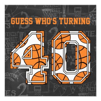 Basketball Chalkboard 40th Birthday Party Invite
