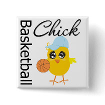 Basketball Chick Pinback Button