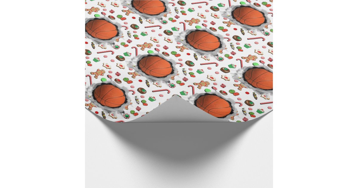 basketball christmas gift wrapping paper Zazzle
