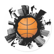 Basketball City Round Sticker