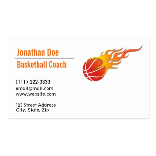 Basketball Coach Business Card (front side)