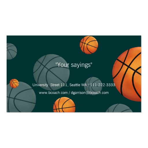 Basketball Coach Business Card (back side)