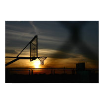Basketball Court and Sunset Poster