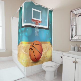 Basketball Design Shower Curtain