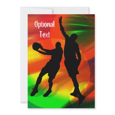 Basketball Duo Bright Court Lights - Customize Invitation by InvitationsGalore
