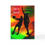 Basketball Duo Bright Court Lights You're Invited Greeting Card
