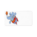 basketball elephant cartoon address label