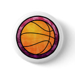 Basketball Emblem Pink Purple Button