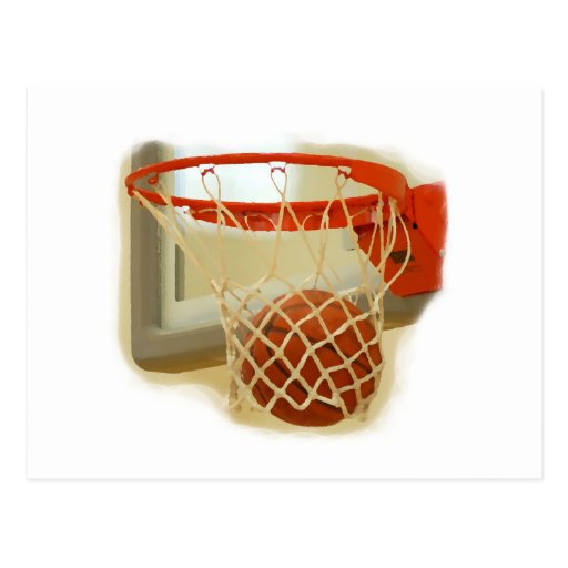 Basketball falling through hoop postcard Zazzle