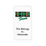 basketball fever black and green personalized address label