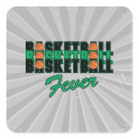 basketball fever black and green square sticker