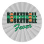 basketball fever black and green round stickers