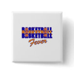 basketball fever blue and orange design button