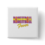 basketball fever purple and gold design button
