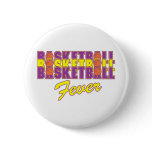 basketball fever purple and gold design pinback buttons