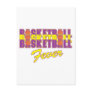 basketball fever purple and gold design postcard