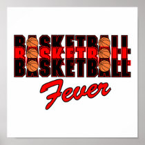 basketball fever red and black design poster