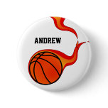 basketball flaming ball buttons