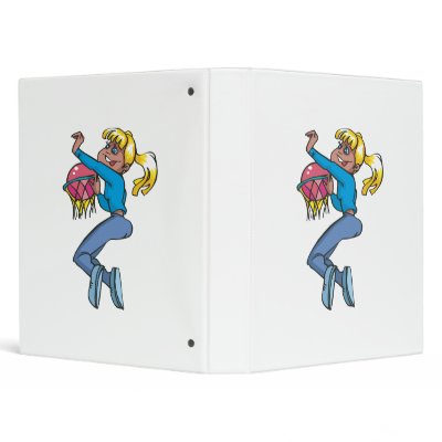 basketball girl slam dunk design 3 ring binder by sports_shop