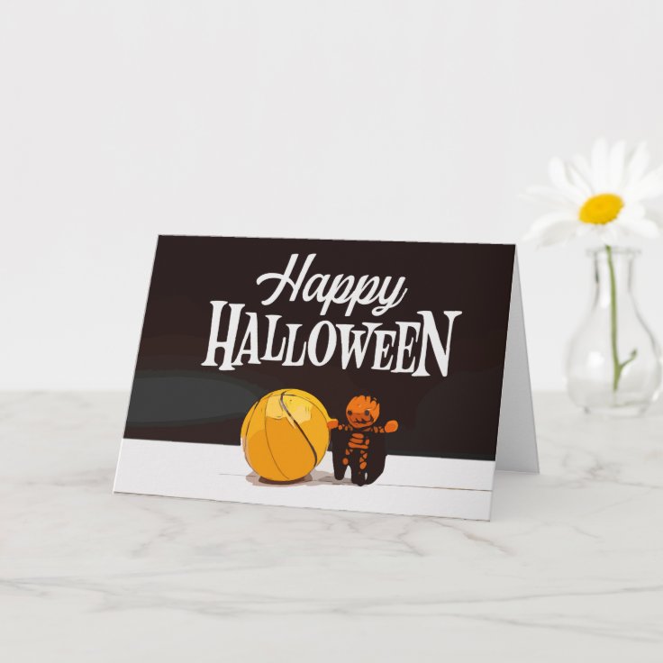 Basketball Happy Halloween With Ghost And Ball Car Card Zazzle