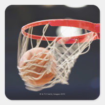 Basketball in basket. stickers