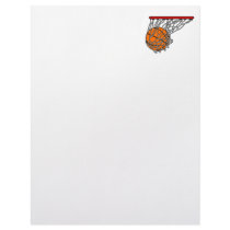 Basketball in hoop letterhead design