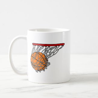 Basketball in hoop mug