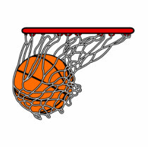 Basketball in hoop photo cutout