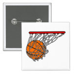 Basketball in hoop pinback button