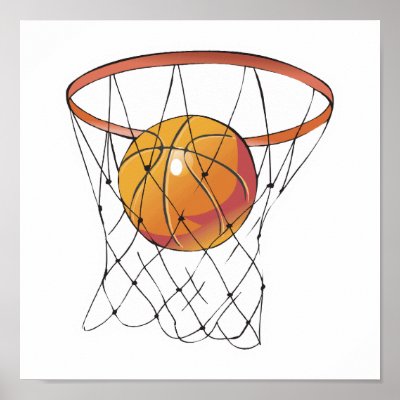 basketball in hoop poster by doonidesigns