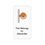 basketball into net top view graphic personalized address label