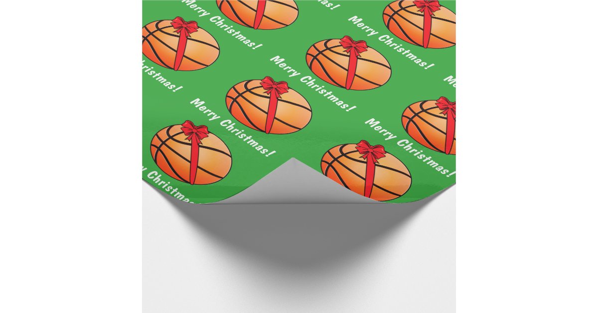 Basketball Merry Christmas Wrapping Paper Zazzle