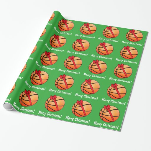 Basketball Merry Christmas Wrapping Paper Zazzle