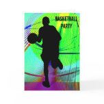 Basketball on a Psychedelic Court Party Card