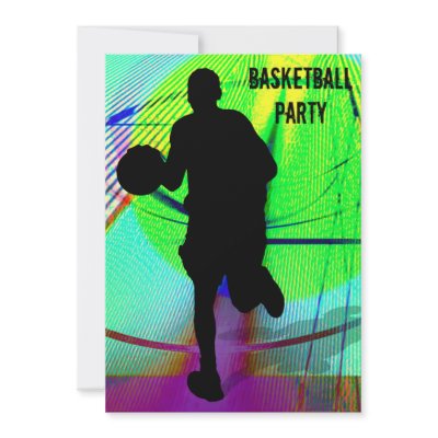 Basketball on a Psychedelic Court Party Invite by InvitationsGalore