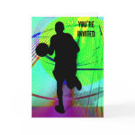Basketball on a Psychedelic Court You're Invited Greeting Cards