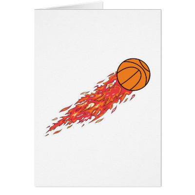 basketball on fire greeting card by doonidesigns